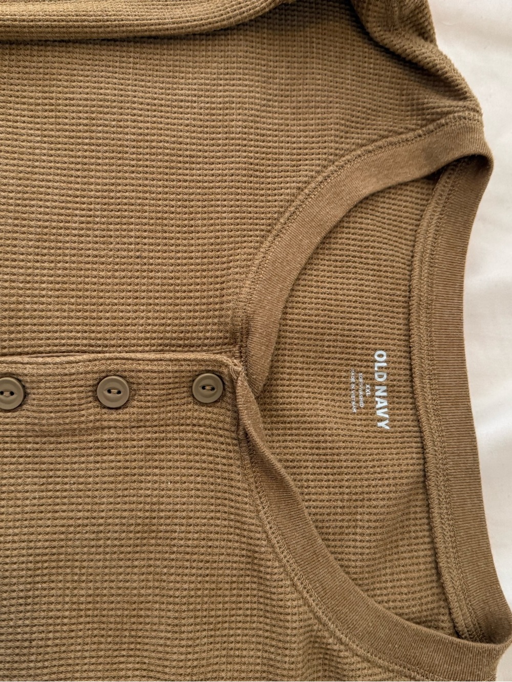 Old Navy Men's Waffle-Knit Crewneck Button Tank in Brown